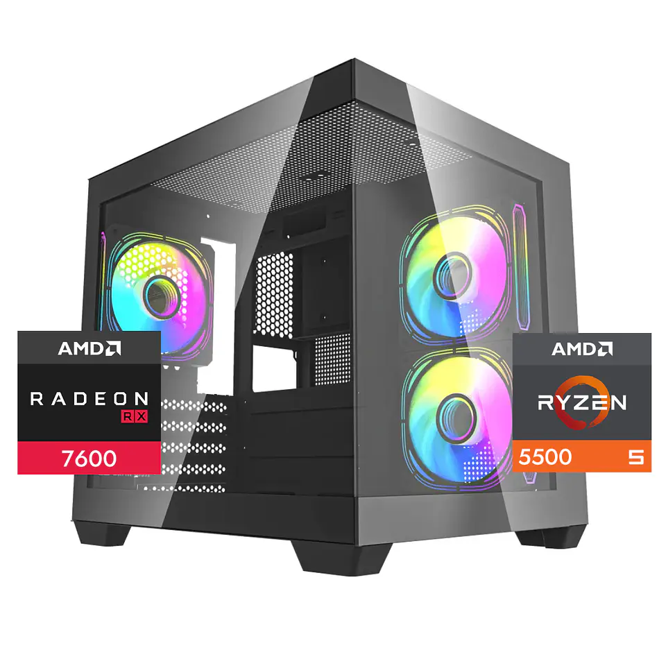 PC Gamer Warrior 5: Ryzen 5500, SSD M.2, RAM 16/32GB, RX 7600 1
