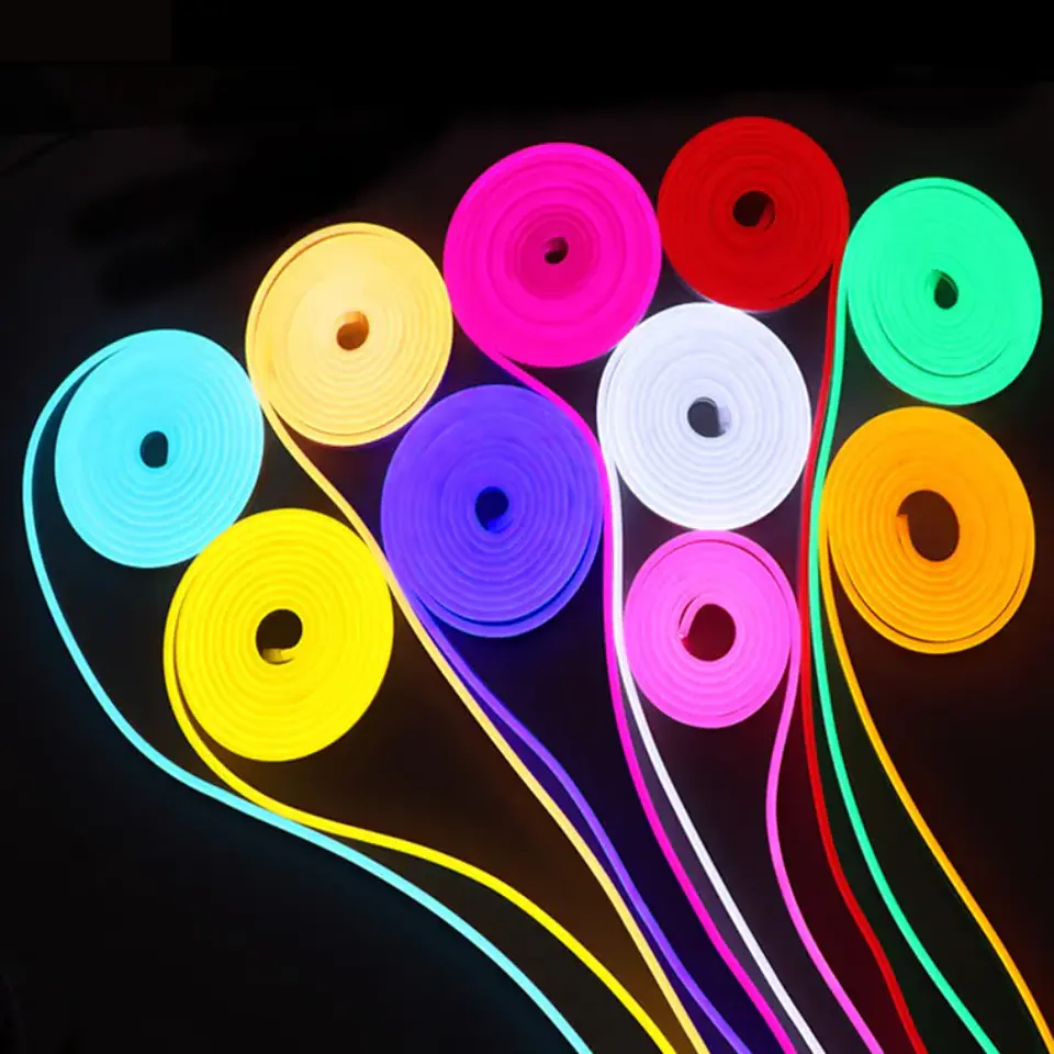 Tira de Luz Led Neon de 5 Metros, súper flexible, con Transformador 12v 1