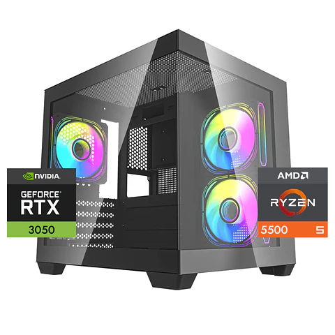 PC Gamer Warrior 3050 6GB: Ryzen 5500, SSD M.2, RAM 16/32GB, RTX 3050 6GB