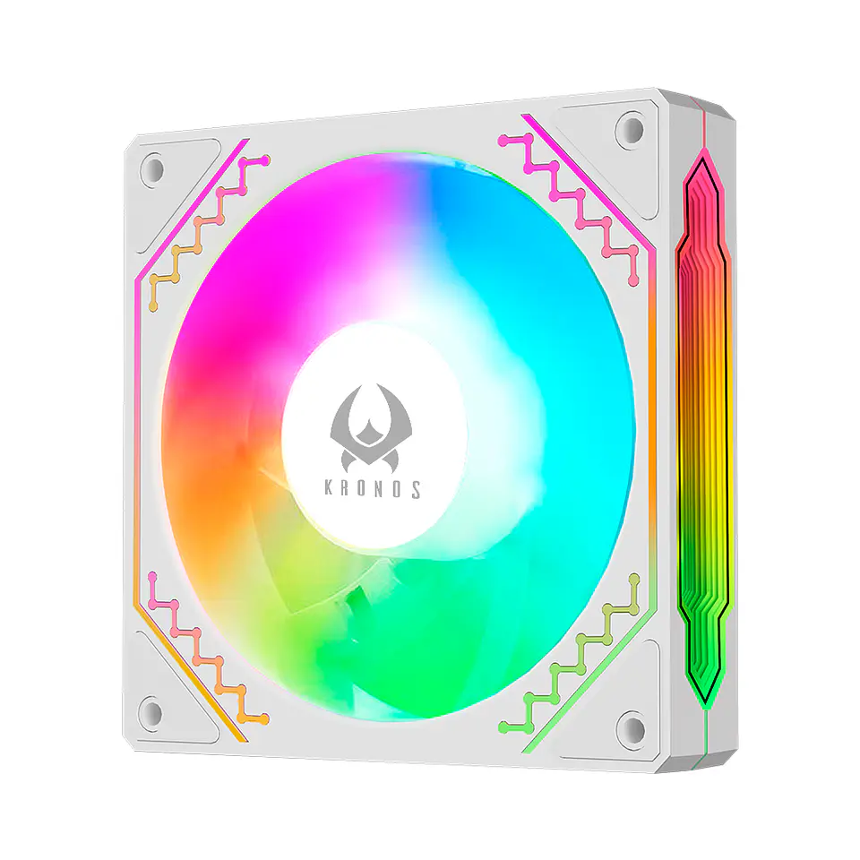 Set kit ventilador de Gabinete Kronos Ventus White, ARGB, 120mm, con controlador 2