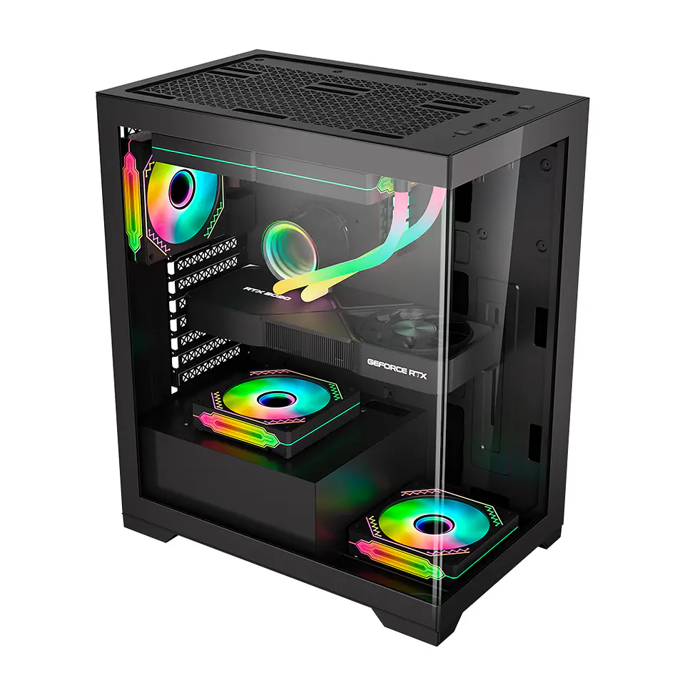 Gabinete Kronos Crystal Black RGB ATX, Vidrio Templado, USB 3.0 3