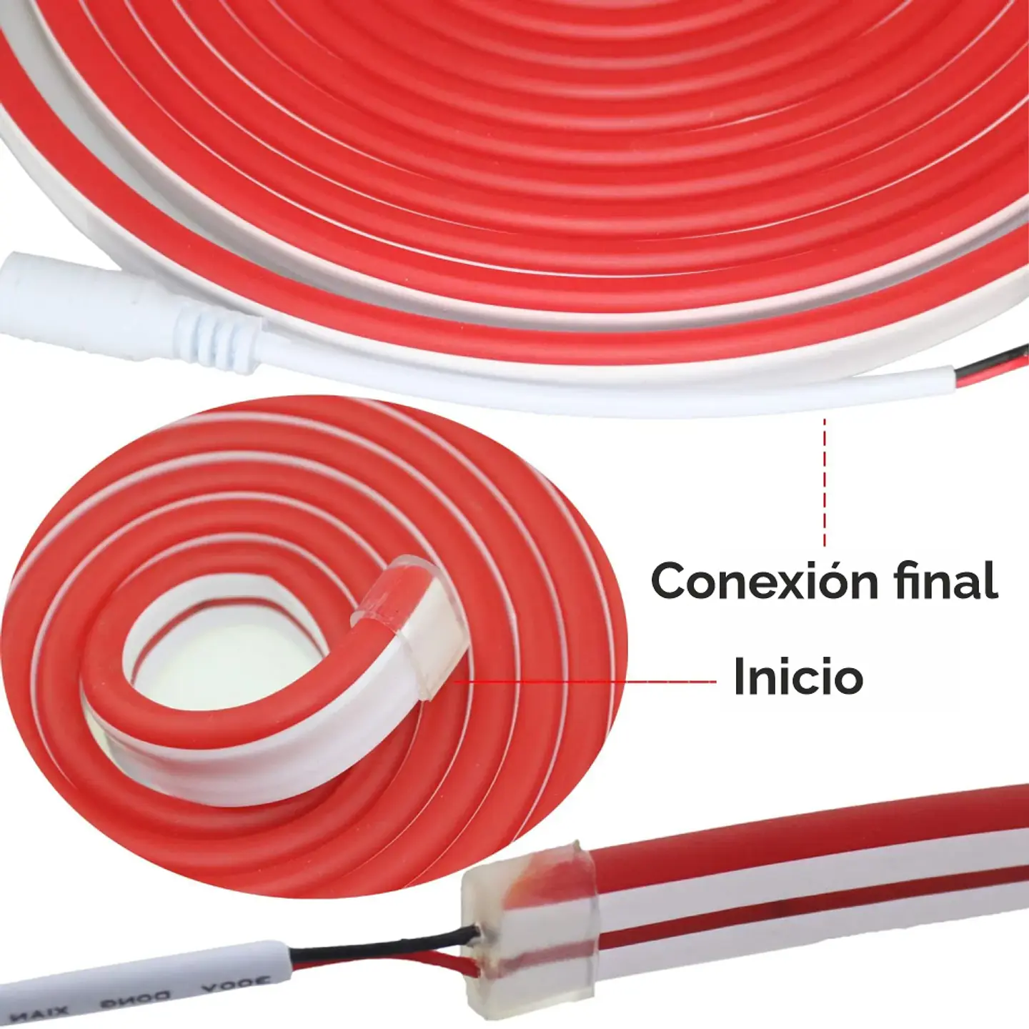 Tira de Luz Led Neon de 5 Metros, súper flexible, con Transformador 12v 8