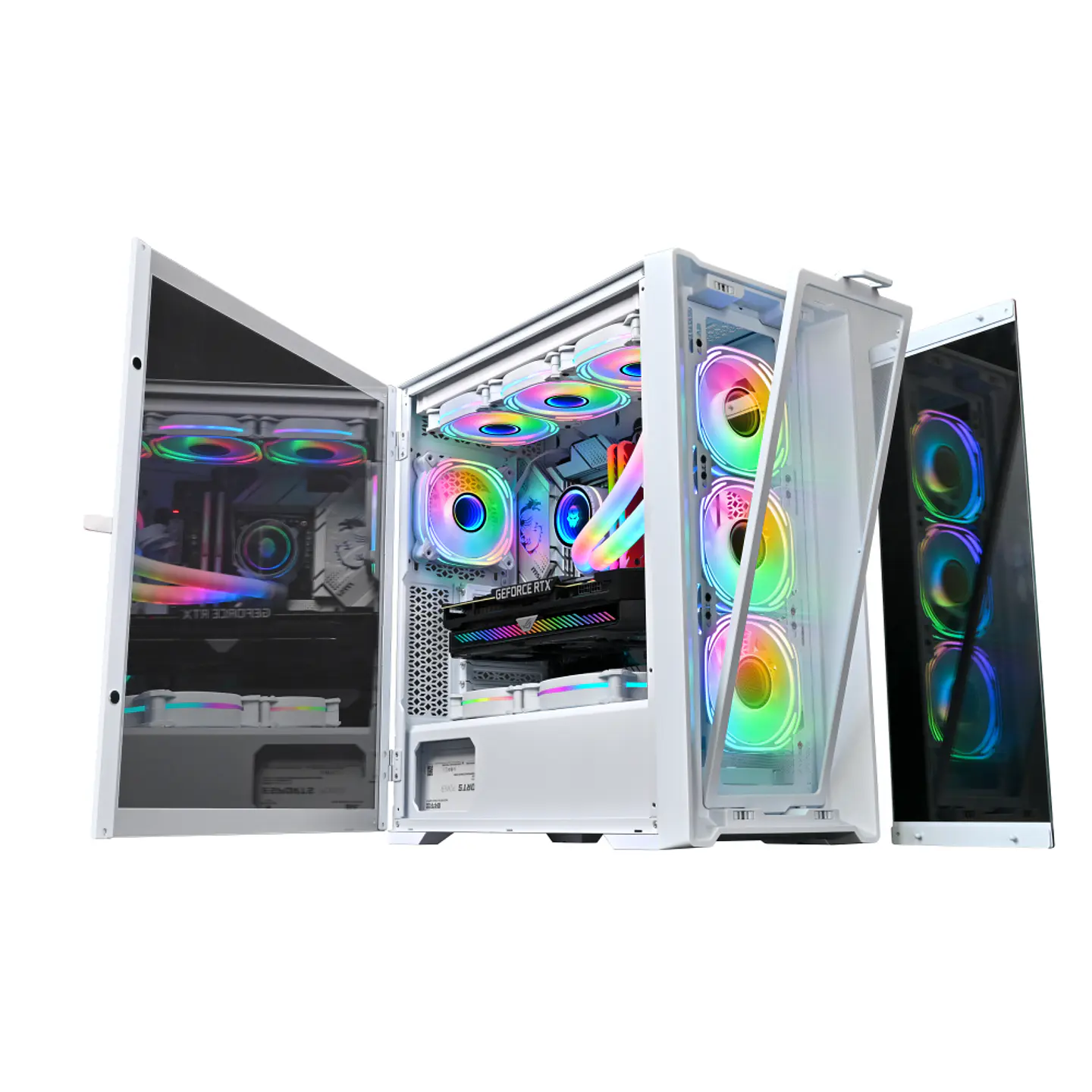 Gabinete Gamer Kronos White Ice 360° - E-ATX, Vidrio Templado, USB 3.0 6