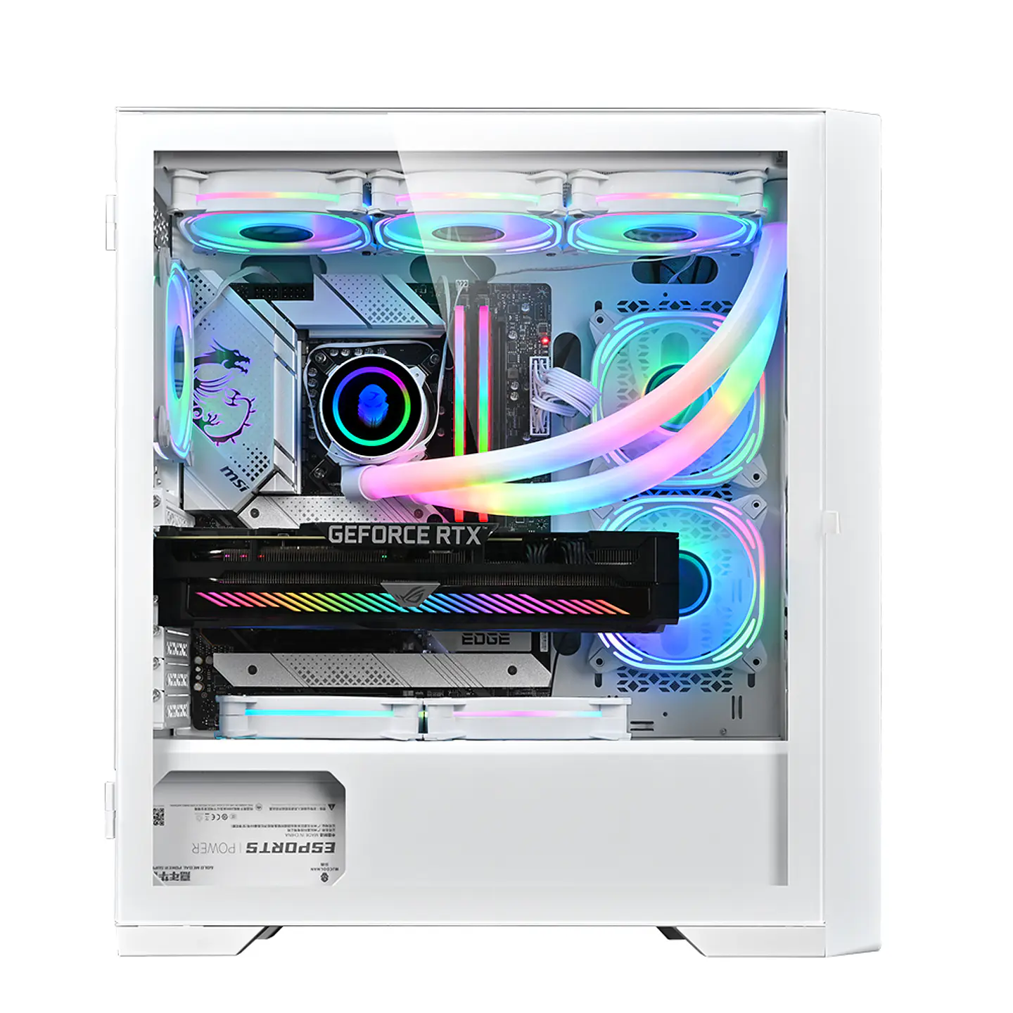 Gabinete Gamer Kronos White Ice 360° - E-ATX, Vidrio Templado, USB 3.0 7