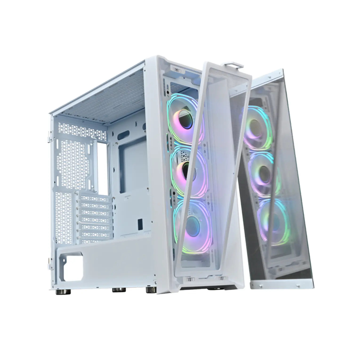 Gabinete Gamer Kronos White Ice 360° - E-ATX, Vidrio Templado, USB 3.0 8