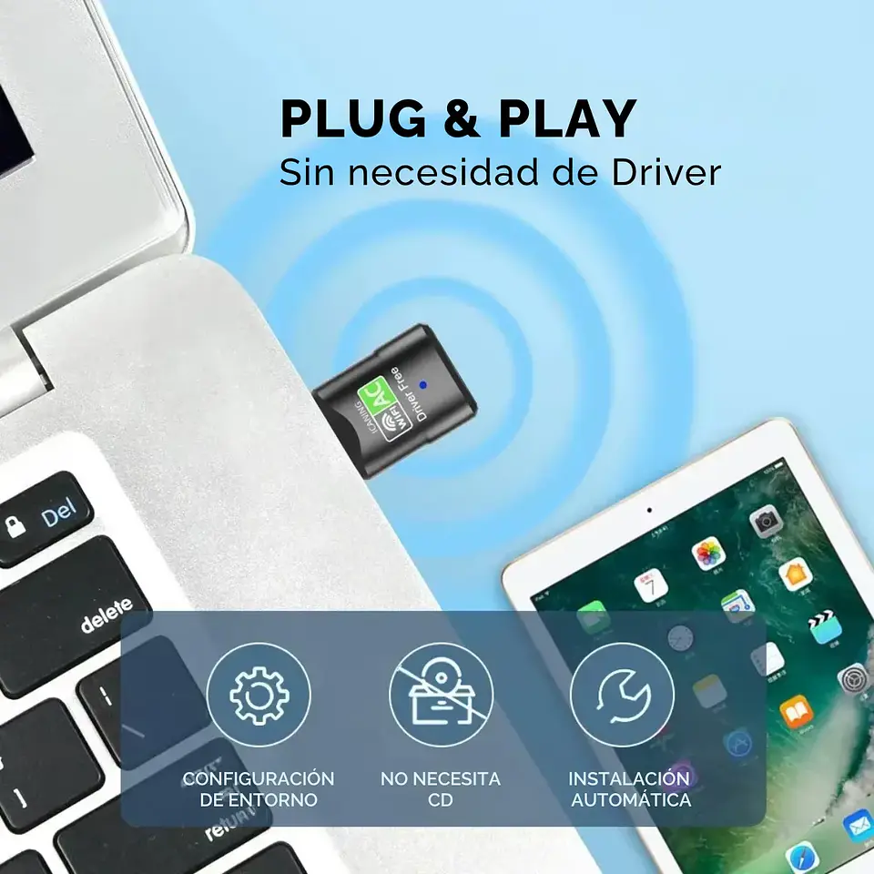 Adaptador Receptor USB WiFi 600Mbps Dual Band Realtek 2.4/5GHz 3