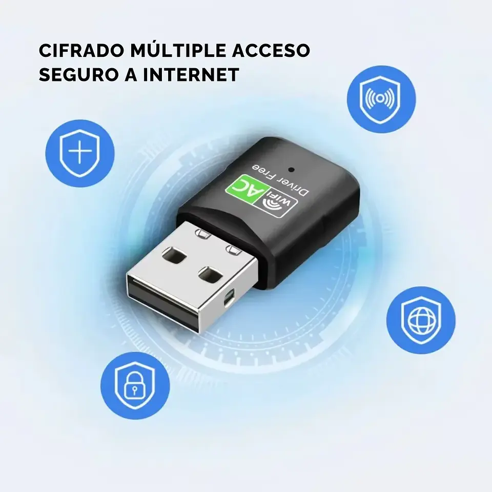 Adaptador Receptor USB WiFi 600Mbps Dual Band Realtek 2.4/5GHz 4
