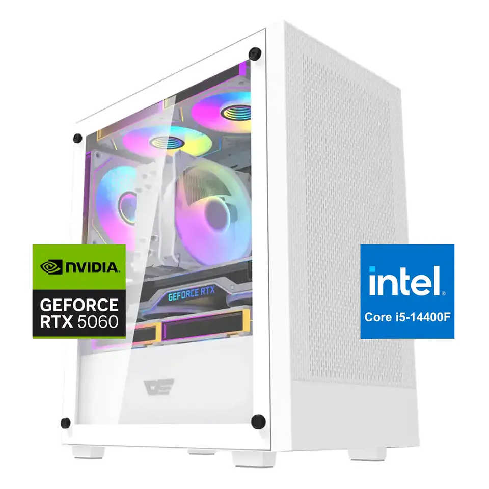 Pc Gamer Sonic Plus White: Intel Core i5-14400F, 16gb/32gb, M.2, RTX 5060 8GB 1
