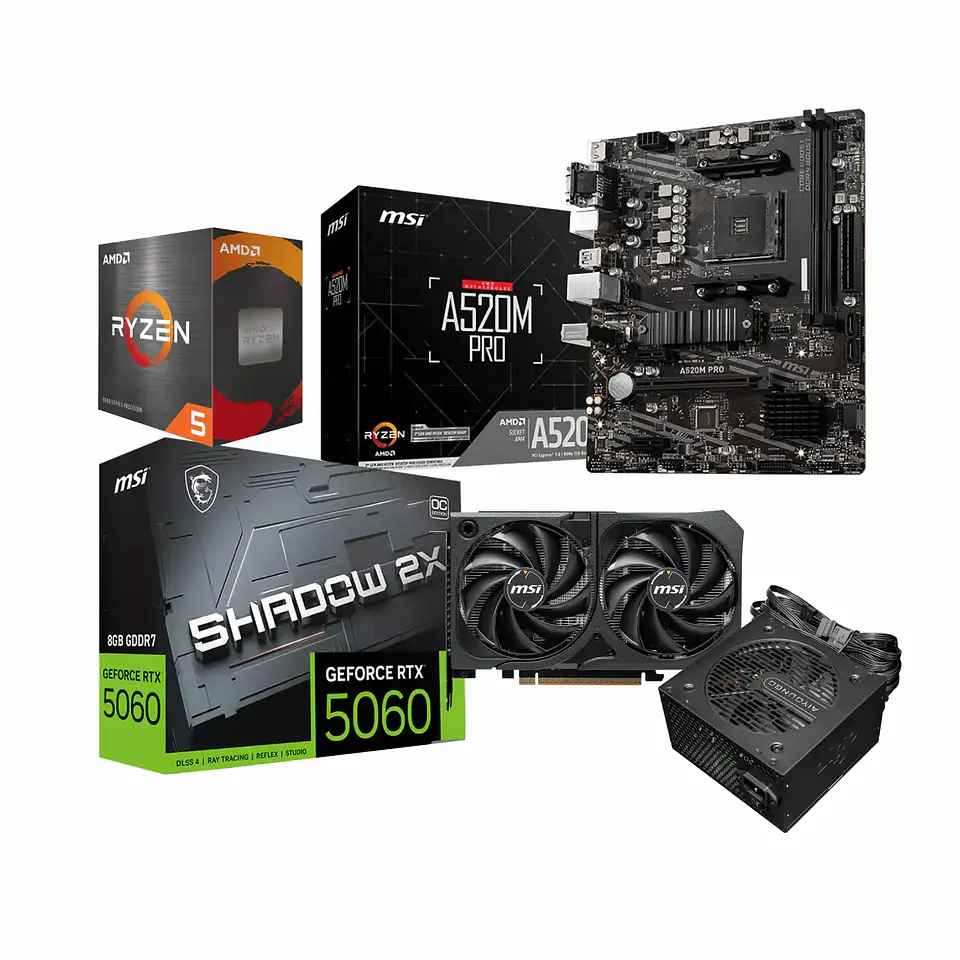 Kit Power Ensamble: Ryzen 5 5500 + RTX 5060 8G + A520 + 650W 1