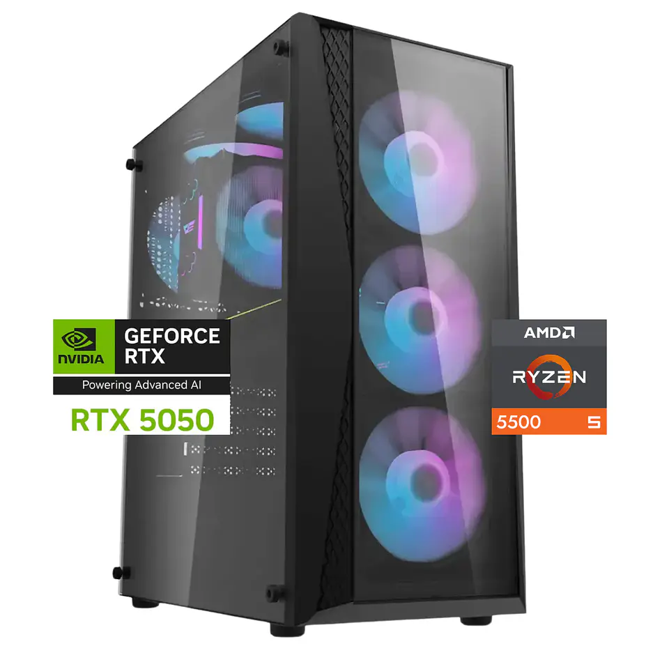 PC Gamer Warrior Neo: Ryzen 5500, SSD M.2, RAM 16/32GB, RTX 5050 1