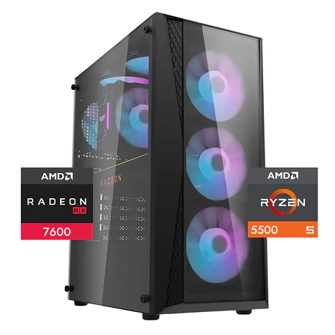 PC Gamer Warrior 5: Ryzen 5500, SSD M.2, RAM 16/32GB, RX 7600
