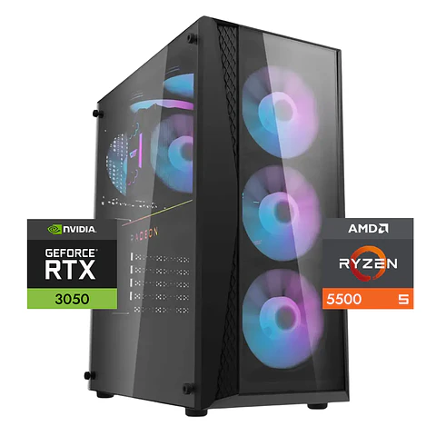 PC Gamer Warrior 3050 6GB: Ryzen 5500, SSD M.2, RAM 16/32GB, RTX 3050 6GB