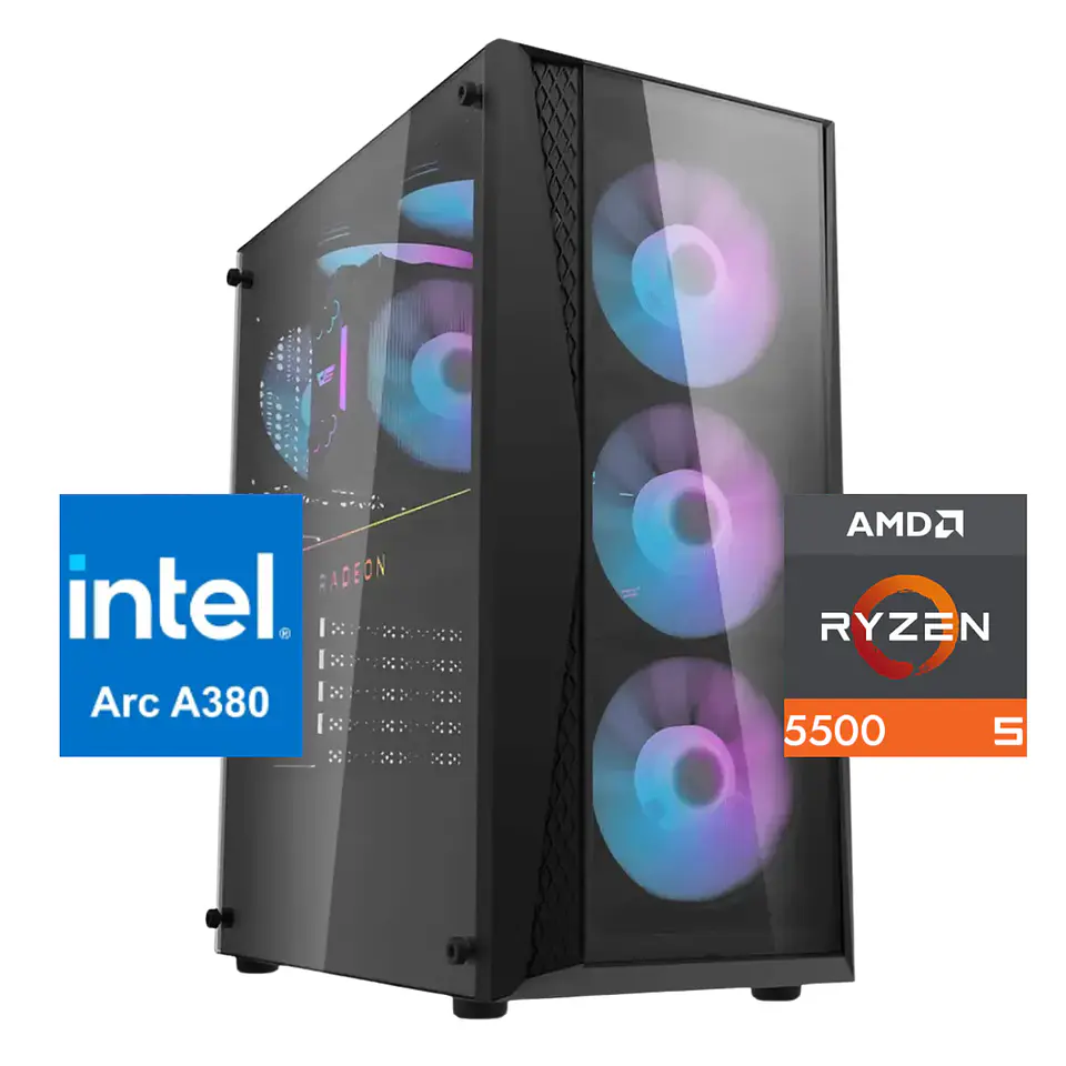 PC Gamer Arctic Essential: Ryzen 5500, SSD M.2, RAM 16/32GB, Intel ARC A380 6GB 1