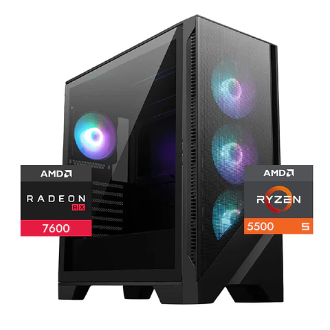 PC Gamer Warrior 5: Ryzen 5500, SSD M.2, RAM 16/32GB, RX 7600