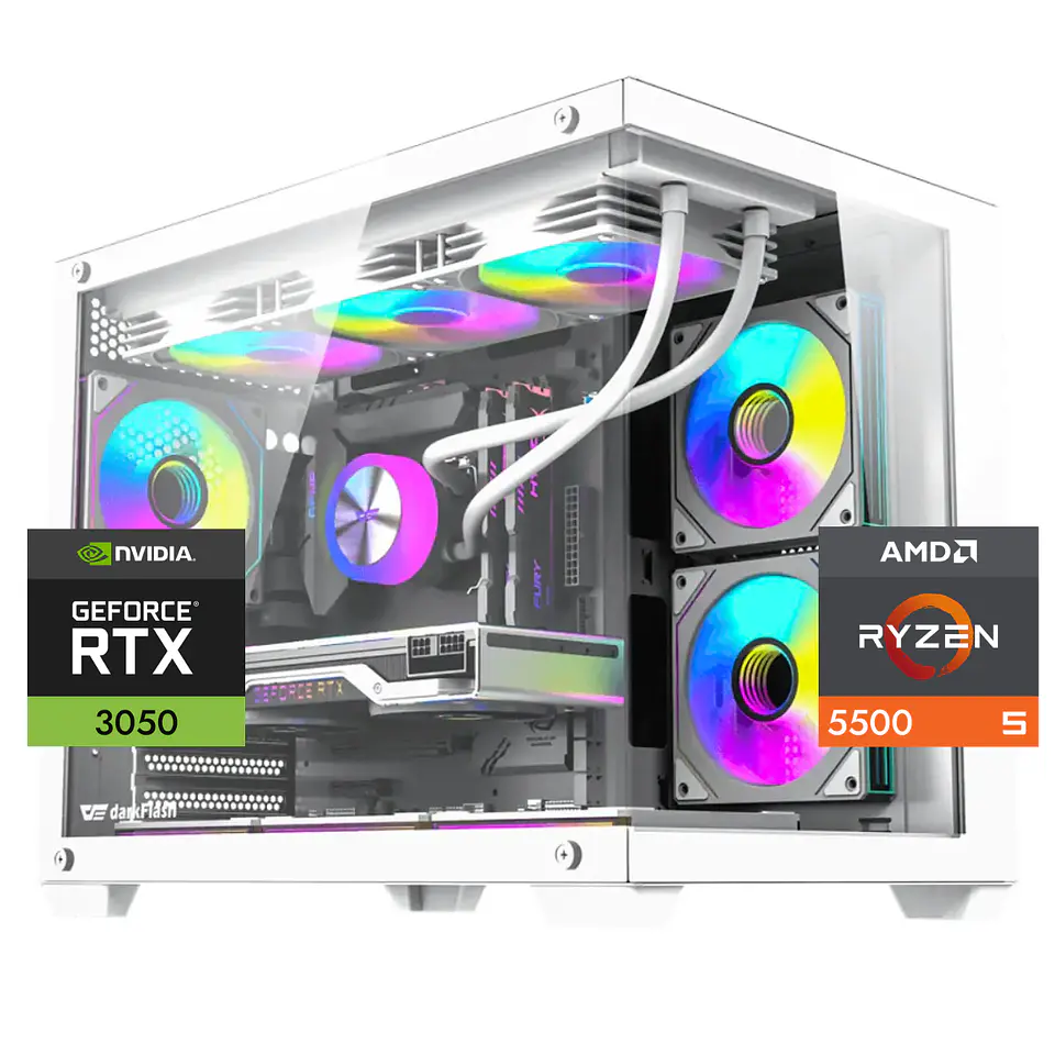 PC Gamer Warrior 3050 6GB White: Ryzen 5500, SSD M.2, RAM 16/32GB, RTX 3050 6GB 1