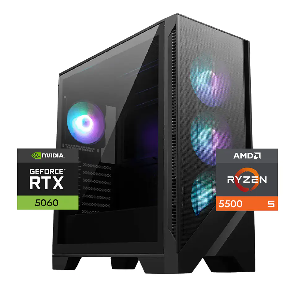 Pc Gamer Warrior Plus: Ryzen 5 5500, 32/16gb, M.2, RTX 5060 8gb 1