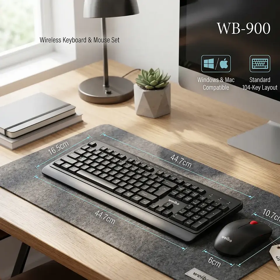 Kit Teclado y Mouse Inalámbrico Weibo WB-900 2.4GHz QWERTY Español 2