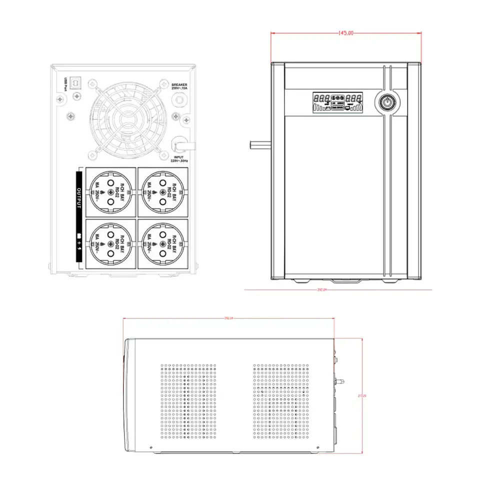 UPS HIKVISION DS-UPS3000 Interactiva 3000VA / 1800W 4