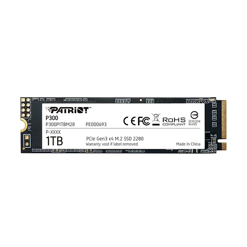 Unidad SSD Patriot P300 1TB NVMe M.2 PciE-3 2100 MB/s