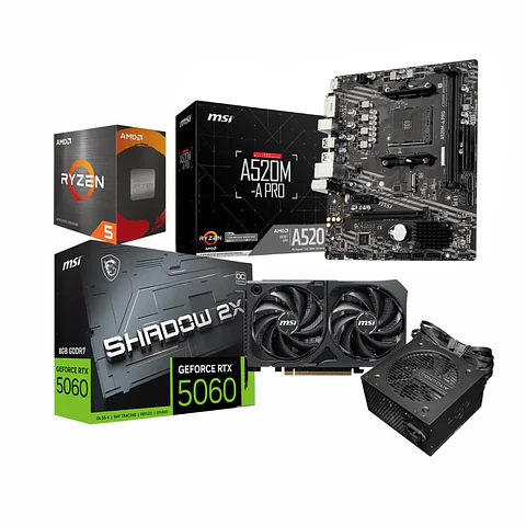 Kit Power Ensamble: Ryzen 5 5500 + RTX 5060 8G + A520 + 750W