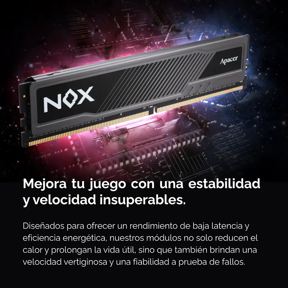 Memoria RAM Apacer NOX 16GB DDR4, 3200MT/s, DIMM, CL16, BK 7