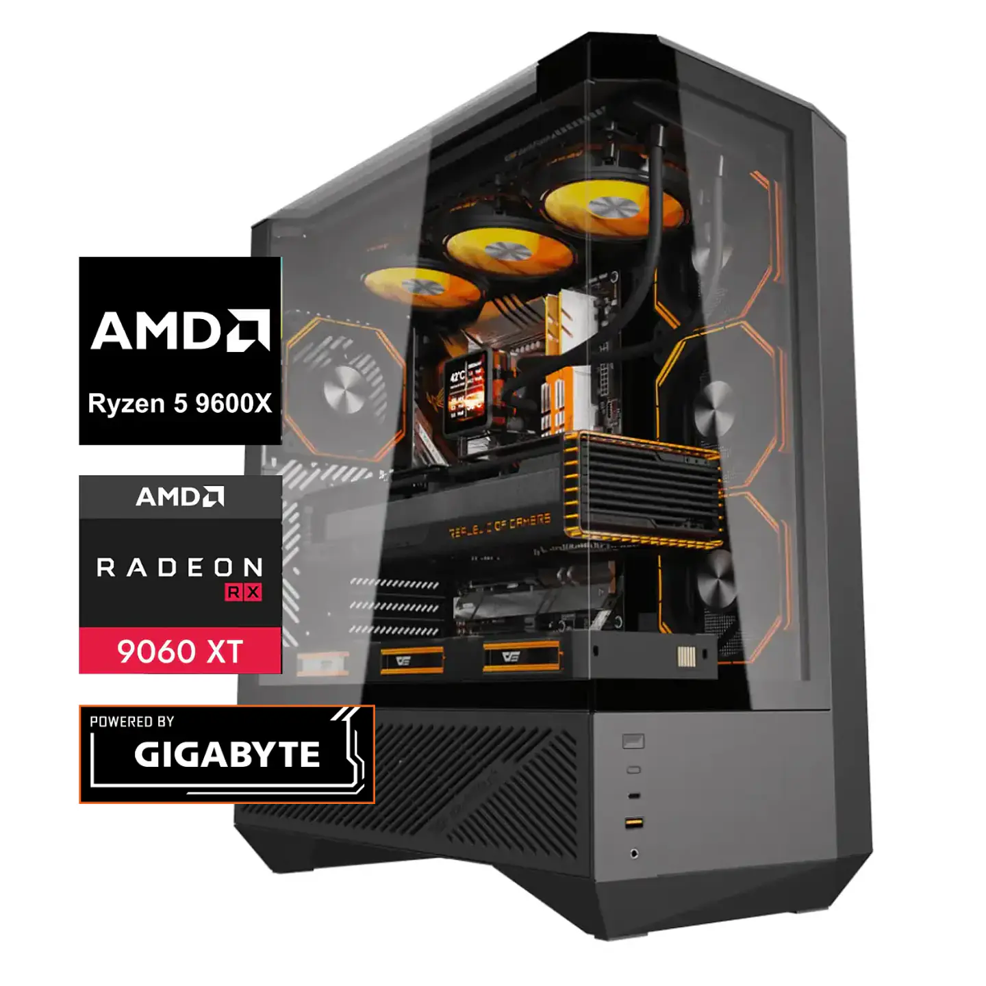Pc Gamer Giga Beast: Ryzen 5 9600X, 32GB DDR5, RX 9060 XT 16GB 1