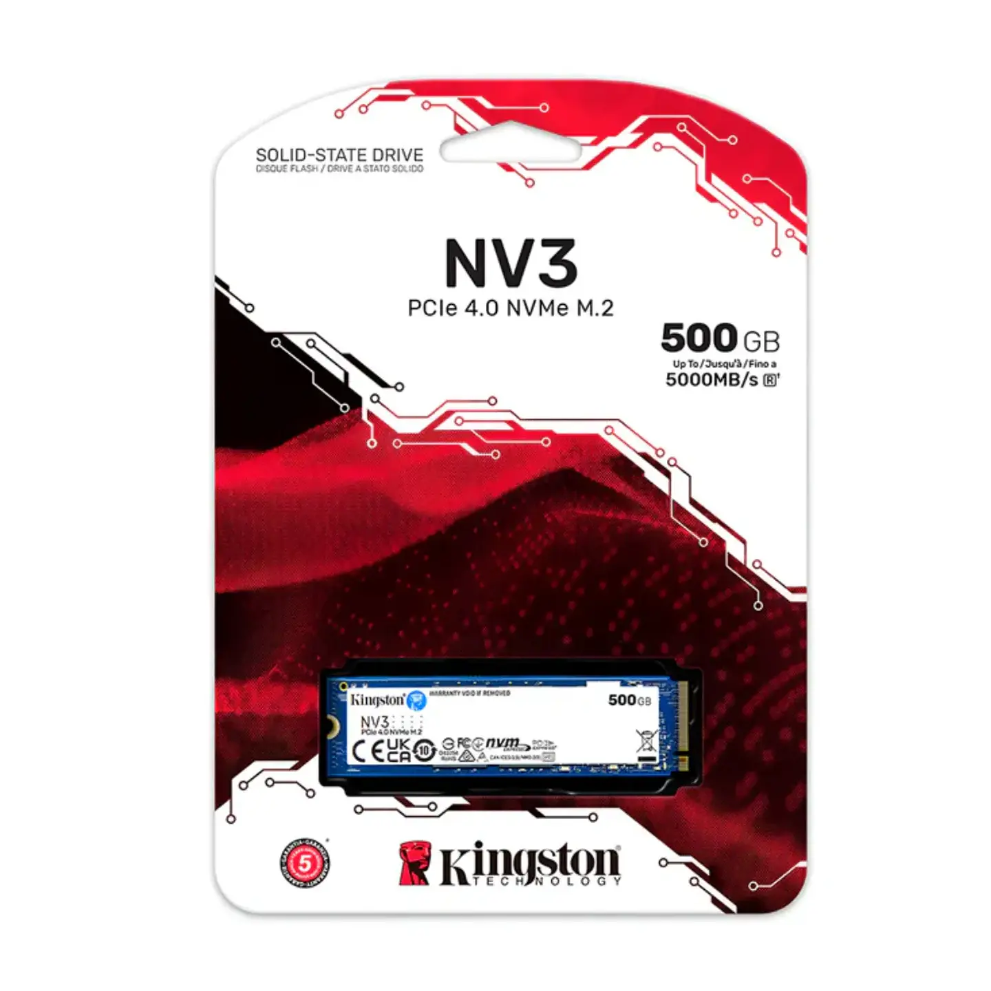 Unidad SSD Kingston NV3 500GB M.2 2280 NVMe 5000MB/s PciE-4  3