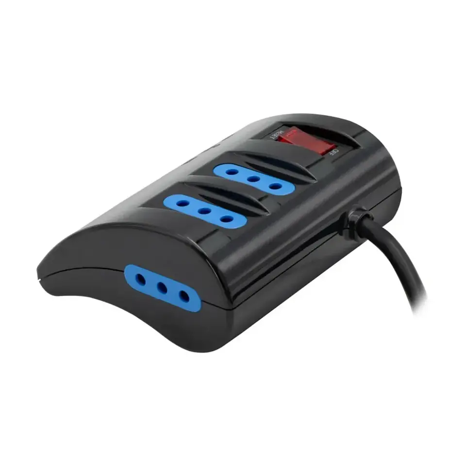 Alargador Philco 2043N  3 Tomas + 3 Puertos USB, 2Mts, Negro 2