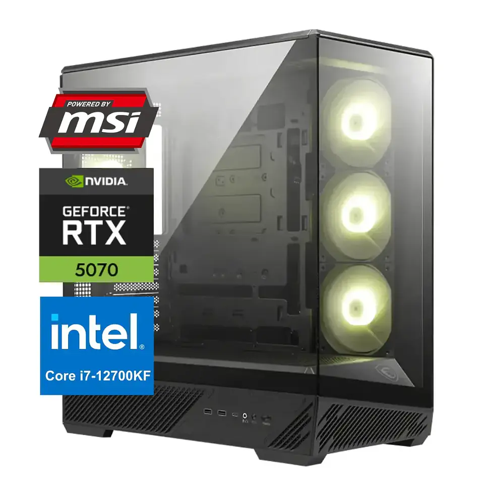 Pc Gamer MSI Inspire Core: Intel I7 12700KF, M.2, DDR5 Ram, RTX 5070 12GB 1