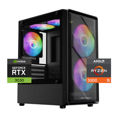 PC Gamer Warrior 3050 6GB: Ryzen 5500, SSD M.2, RAM 16/32GB, RTX 3050 6GB