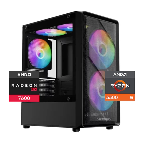 PC Gamer Warrior 5: Ryzen 5500, SSD M.2, RAM 16/32GB, RX 7600