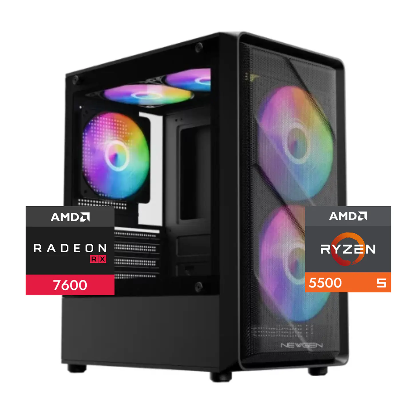 PC Gamer Warrior 5: Ryzen 5500, SSD M.2, RAM 16/32GB, RX 7600 1