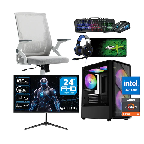 Combo Setup Gamer: PC Arctic Essential, Monitor, Silla y periféricos