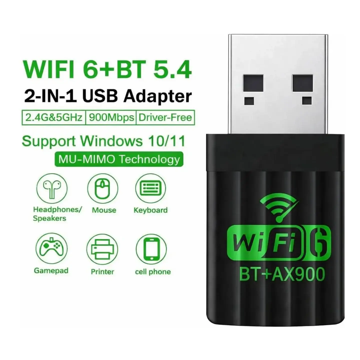 Adaptador USB WiFi 6 + Bluetooth 5.4 AX900 4