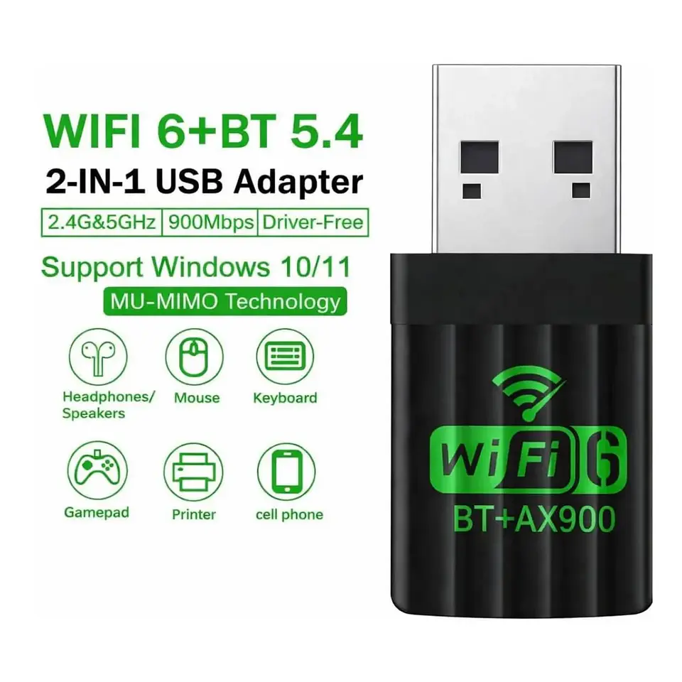Adaptador USB WiFi 6 + Bluetooth 5.4 AX900 4
