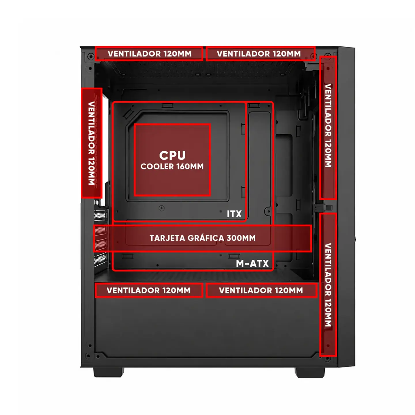 Gabinete Gamer Kronos Ares Vidrio Templado 3Fan ARGB mATX  7