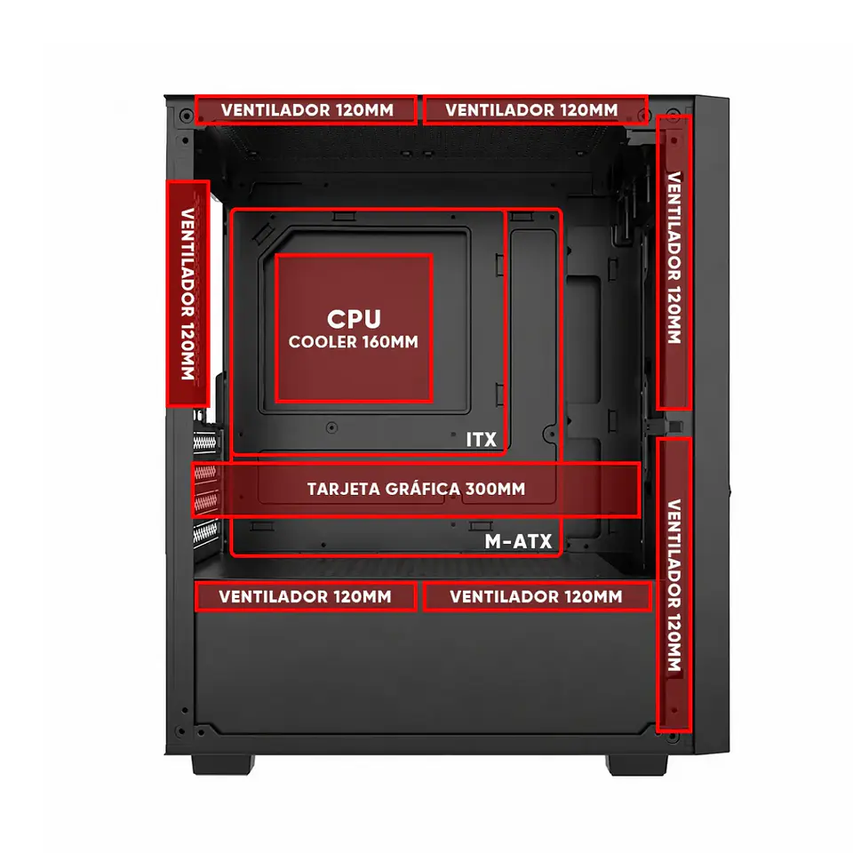 Gabinete Gamer Kronos Ares Vidrio Templado 3Fan ARGB mATX  7