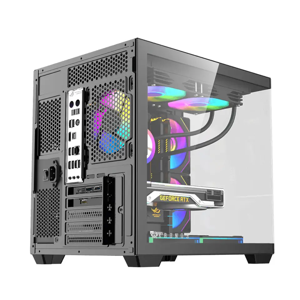 Gabinete Gamer KRONOS FLUX Vidrio Templado 6 Fan ARGB mATX BLACK  3