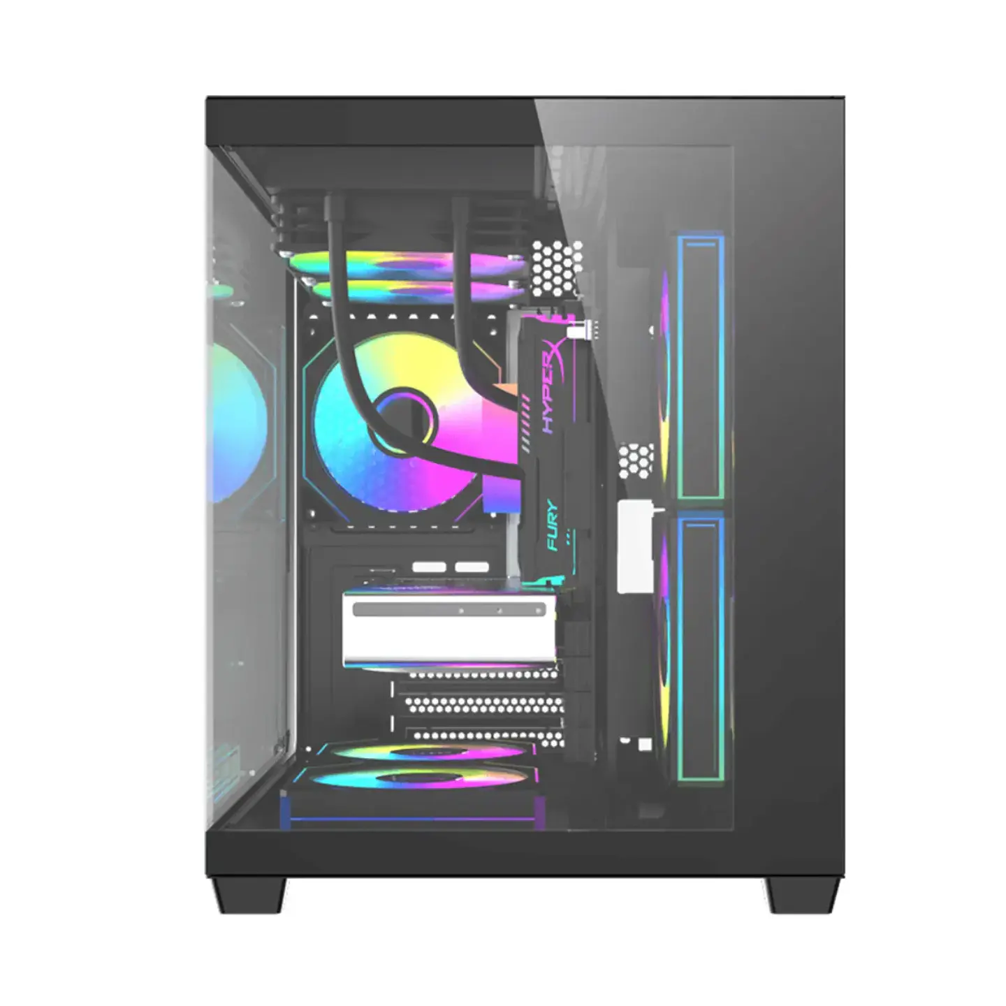 Gabinete Gamer KRONOS FLUX Vidrio Templado 6 Fan ARGB mATX BLACK  4