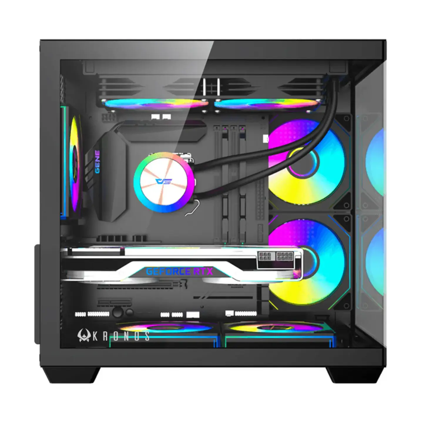Gabinete Gamer KRONOS FLUX Vidrio Templado 6 Fan ARGB mATX BLACK  2