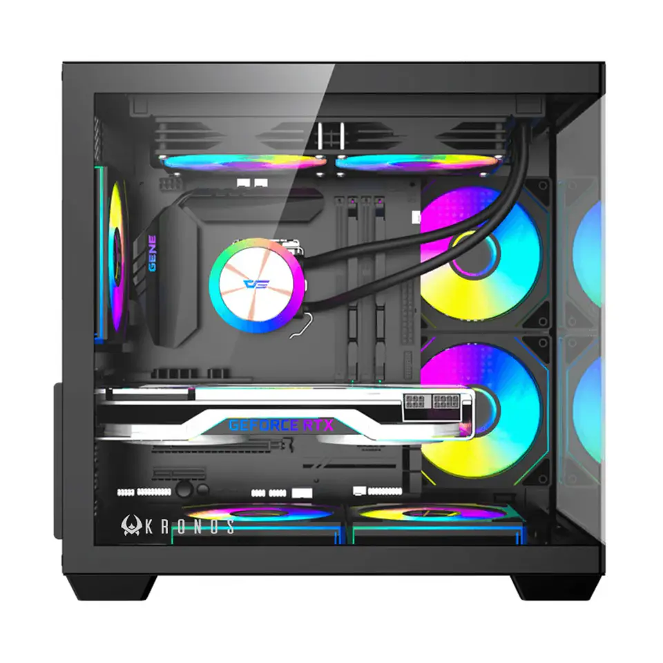 Gabinete Gamer KRONOS FLUX Vidrio Templado 6 Fan ARGB mATX BLACK  2