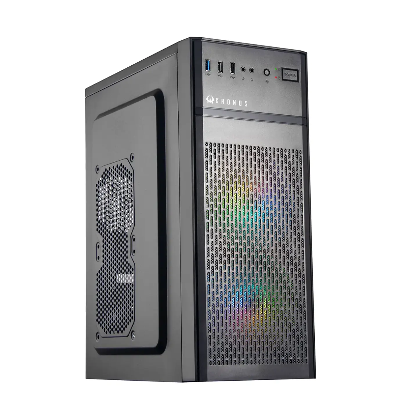 Gabinete Gamer Kronos VOLT 2Fan ARGB, ATX, USB, BLACK  1