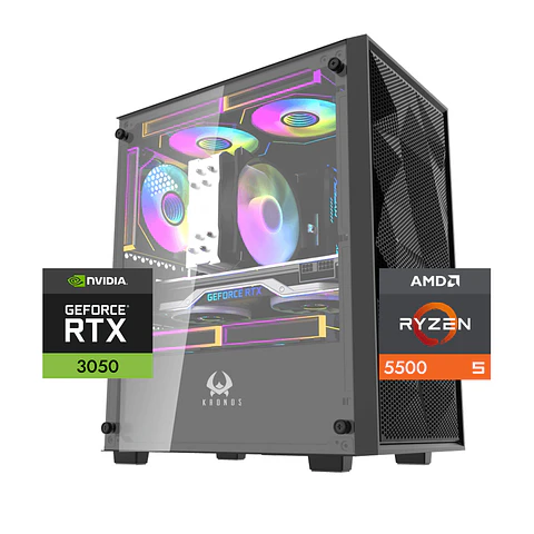 PC Gamer Warrior 3050 6GB: Ryzen 5500, SSD M.2, RAM 16/32GB, RTX 3050 6GB