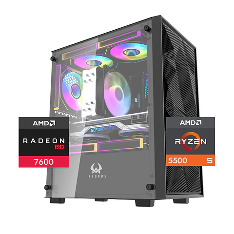 PC Gamer Warrior 5: Ryzen 5500, SSD M.2, RAM 16/32GB, RX 7600