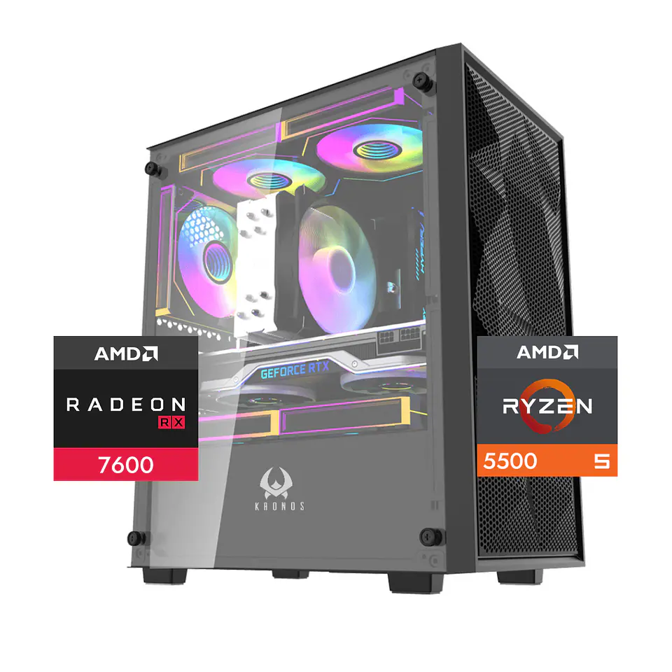 PC Gamer Warrior 5: Ryzen 5500, SSD M.2, RAM 16/32GB, RX 7600 1