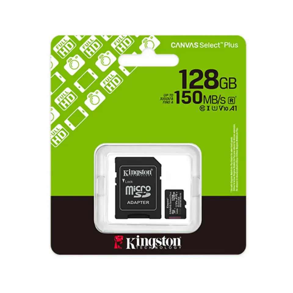 Tarjeta microSD Kingston Canvas Select Plus 128GB 150MB/s 2