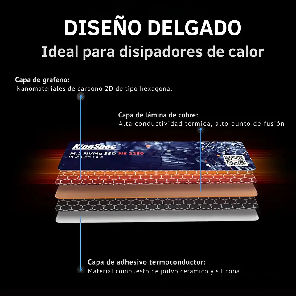 Unidad SSD KingSpec NE 1TB M.2 2280 NVMe 2400 MB/s PciE-3.0 3