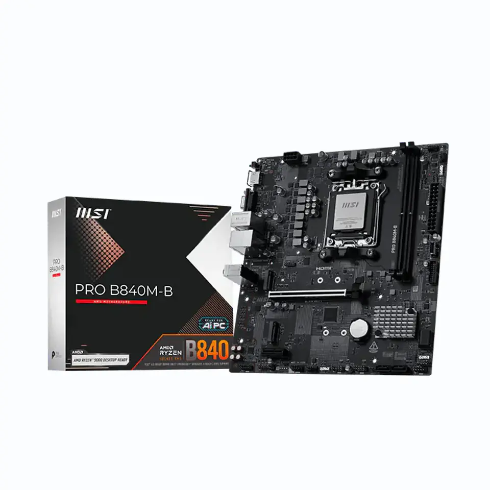 Placa Madre MSI PRO B840M-B AMD AM5, DDR5 mATX PCIe 4.0 Tipo-C 1