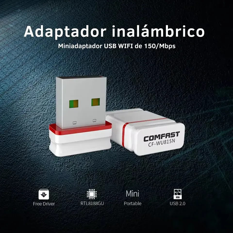 Adaptador Inalámbrico WiFi USB 2.0 COMFAST 2,4 GHz  150Mbps CF-WU815N  4