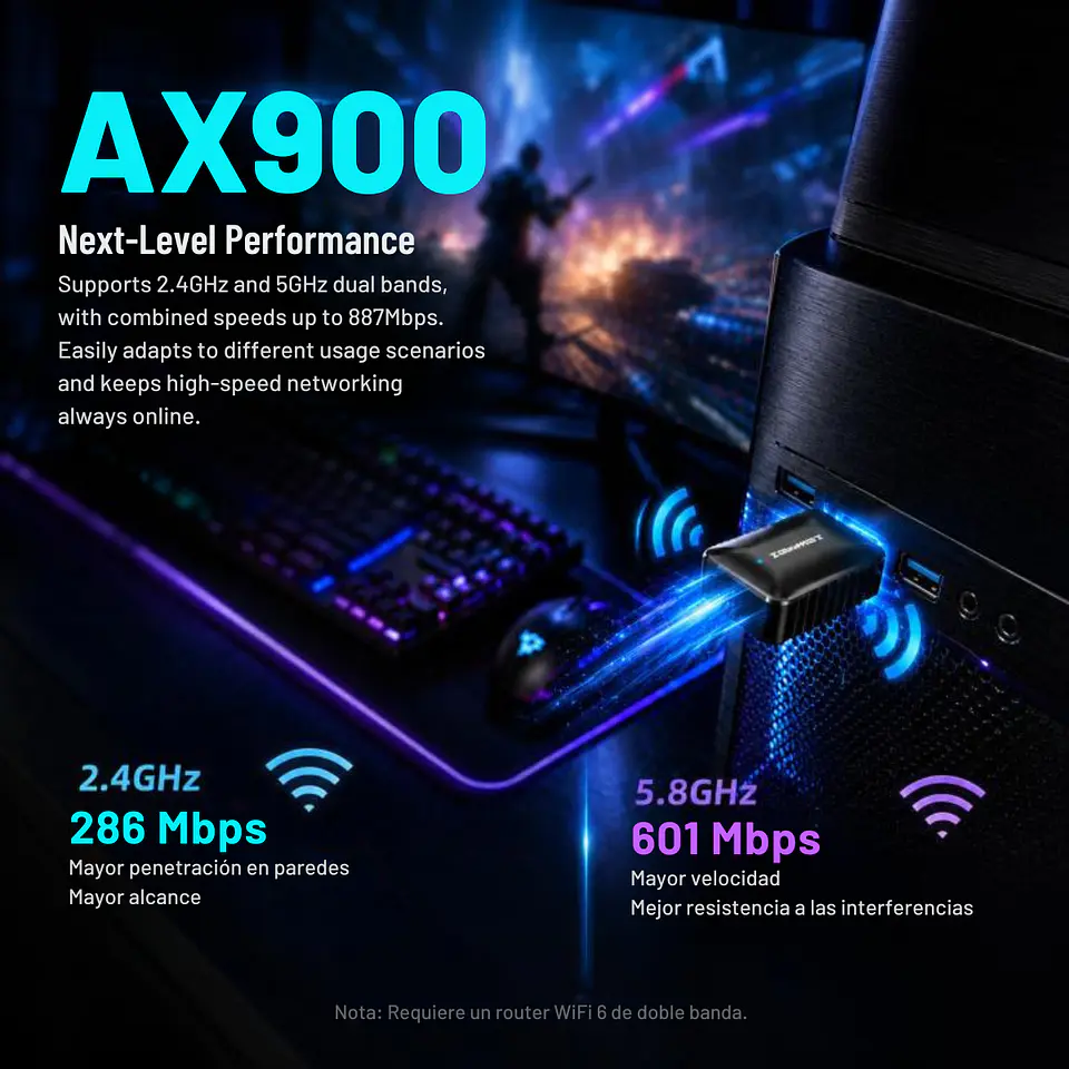 Adaptador inalámbrico WiFi 6 900Mbps + Bluetooth 5.4 COMFAST CF-943AX 3